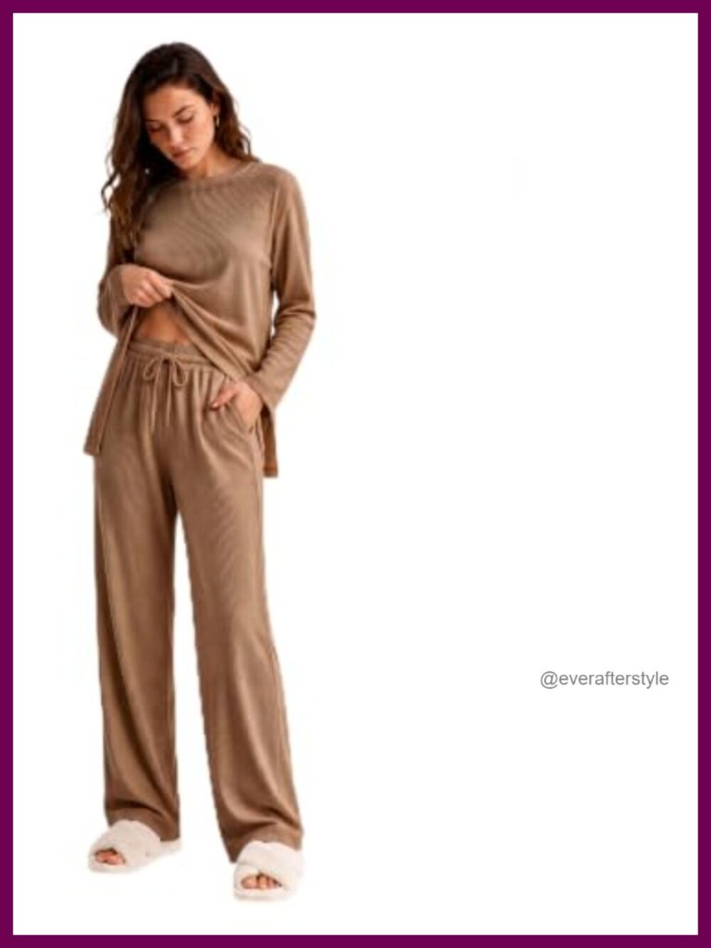 Women 2 Piece Lounge Sweatsuit Set Loose Fit Split Hem Travel Matching Outfit